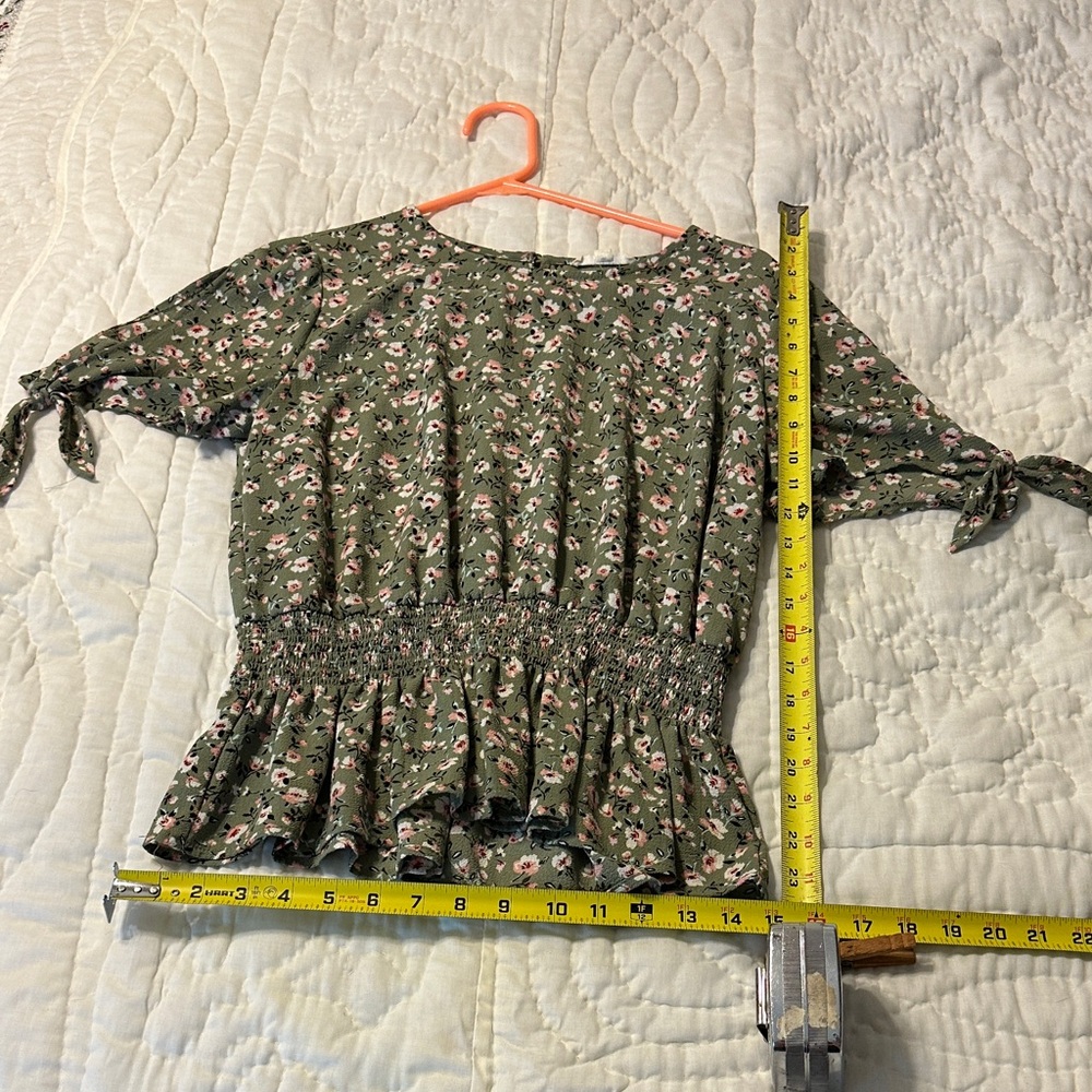 Floral Print Green Blouse